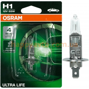 Автолампа OSRAM Ultra Life H1 12V 55W 64150ULT-01B